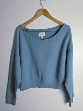 American Eagle Slouchy Cropped Light Blue Crew Neck Sweatshirt XS